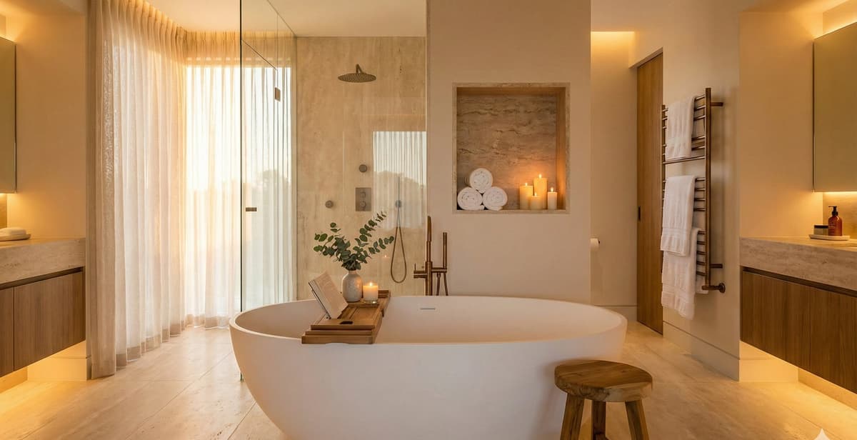 Vrijstaand bad in luxe badkamer