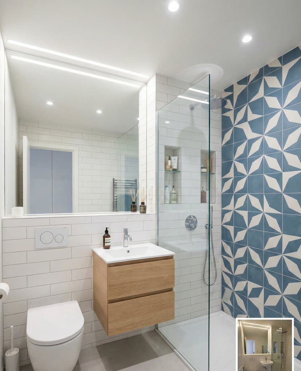 Gerenoveerde badkamer met nieuwe ventilatie in de buitenmuur